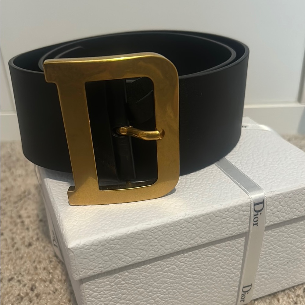 Dior Black leather DiorQuake buckle belt